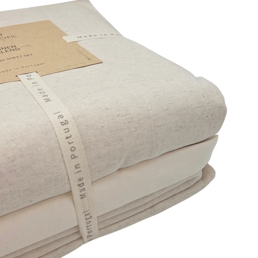 Docofil Linen And Cotton Blend King Sheet Set 4pc Natural Color Made In Portugal